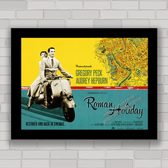 QUADRO FILME ROMAN HOLIDAY 3 - AUDREY HEPBURN