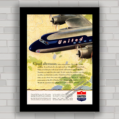 QUADRO DECORATIVO UNITED DC-6 1950 AVIAÇÃO - comprar online