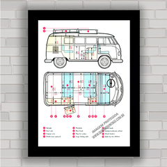 QUADRO DECORATIVO VOLKSWAGEN 4 KOMBI