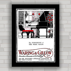 QUADRO DECORATIVO WARING & GILLOW PIANOS 1916