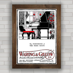 QUADRO DECORATIVO WARING & GILLOW PIANOS 1916 na internet