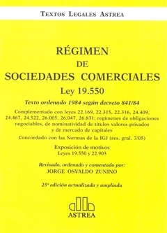 Régimen de sociedades Ley general 19.550