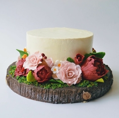 Betún + flores fondant | 15 rebanadas