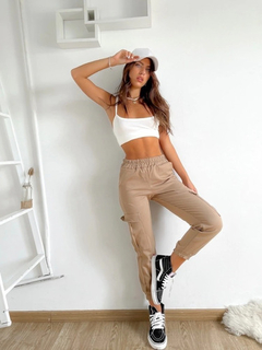 Pantalon cargo gabardina mujer sale