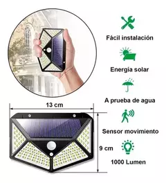 Aplique Reflector Solar Led Panel Recargable 100exterior Luz