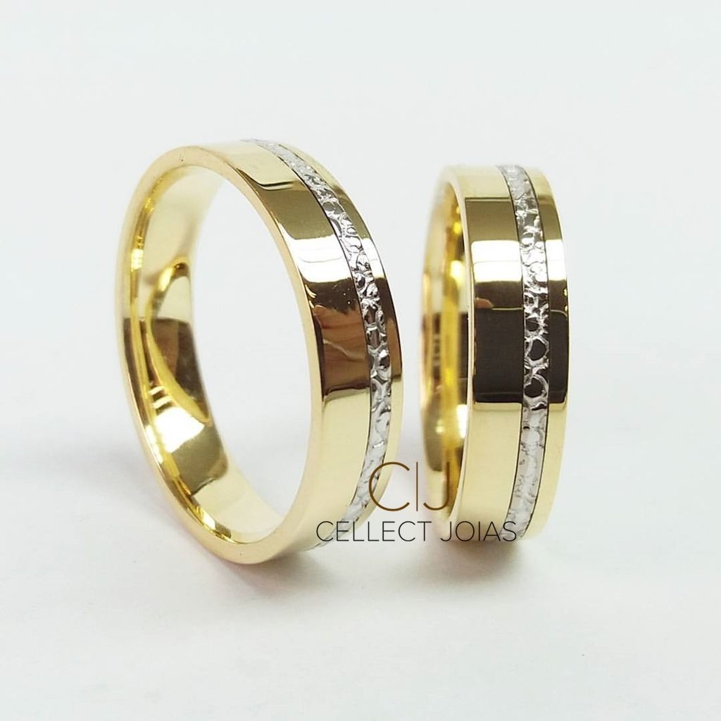 Aliança de Bodas de Prata em Ouro Polida 6mm 12g CJ268