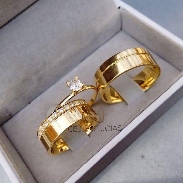 Alianças de Casamento Albânia Linha Classic Ouro 8 mm Polida Meia-cana -  Alianças Forever