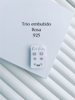 Trio Zirconia Embutido Rosa