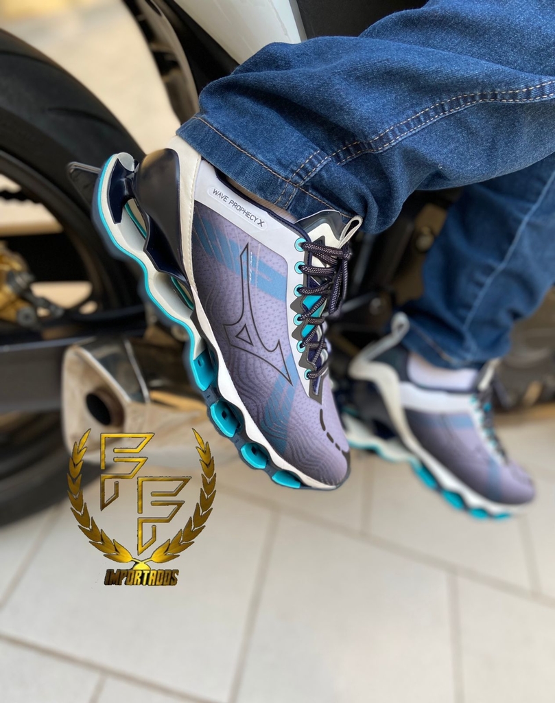 T nis Mizuno Wave Prophecy X Cinza e Azul