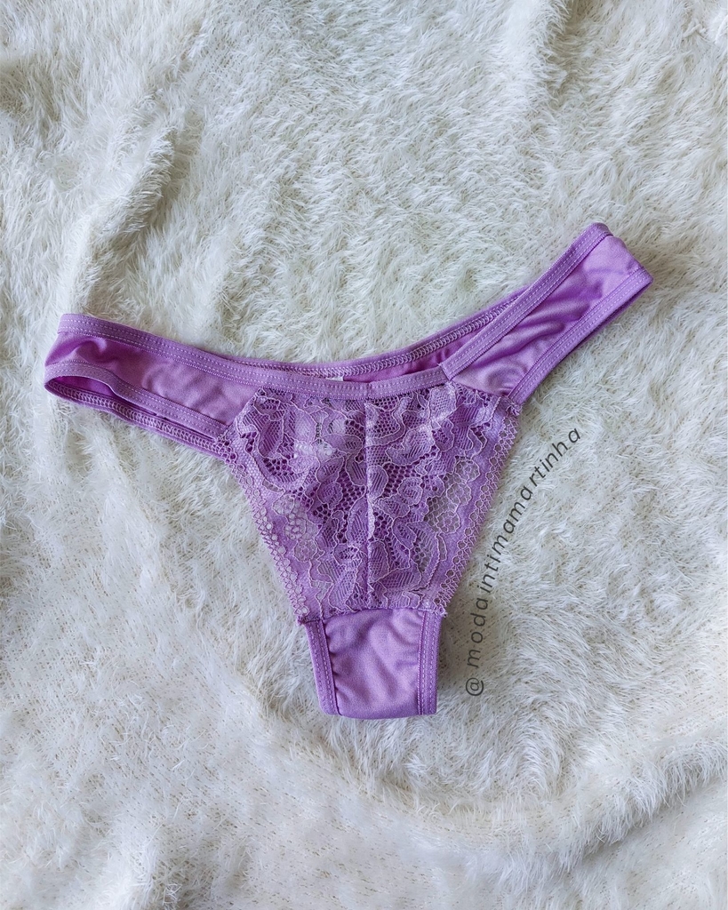 Calcinha Victorias Secret Pink Lace Strappy Thong Lavanda