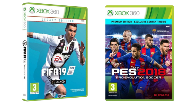 KIT 2 JOGOS XBOX 360 PES 2018 + FIFA 19 PARA CONSOLE DESBLOQUEADO