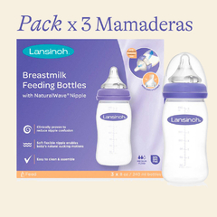 Trio de mamaderas para leche materna 240 ml Lansinoh (Pack x 3 unidades)