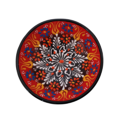 Tigela Cerâmica Turquia Vermelha C/ Detalhes Laranjas 10cm - comprar online