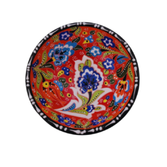 Tigela Cerâmica Turquia Vermelha C/ Flor Azul 10cm - comprar online