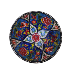 Tigela Cerâmica Turquia Azul C/ Flor Branca 15cm - comprar online