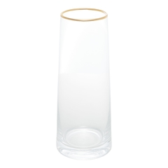 Vaso de Vidro C/ Borda Dourada Liz 27cm