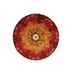 Tigela Cerâmica Turquia Vermelho C/ Amarelo 25cm - comprar online