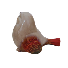 Pássaro Porcelana Bege C/ Vermelho 7x9x12cm - comprar online