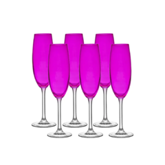 Conjunto 6 Taças Champagne Cristal Rosa