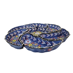 Petisqueira Cerâmica 7 Cavidades Turquia Azul - Toko Artesanato e Decorações