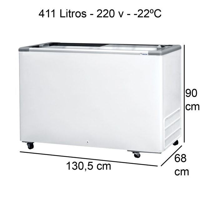 Freezer Horizontal 2 Portas de Vidro Fricon 411 Litros 220v