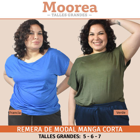 REMERA DE MODAL MANGA CORTA TALLES GRANDES