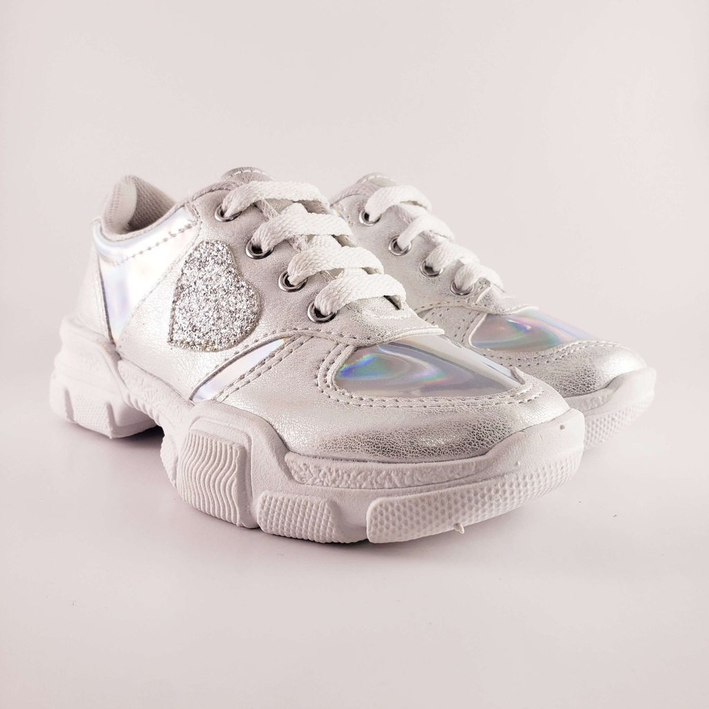 Zapatilla Con Glitter Plateadas Pancita Guri Zapatos