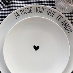 Prato Sobremesa Porcelana Branca "Te Amo" - Valor Unitário - comprar online