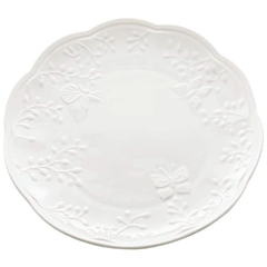 Prato Sobremesa Porcelana Branca Butterfly Flower - Valor Unitário