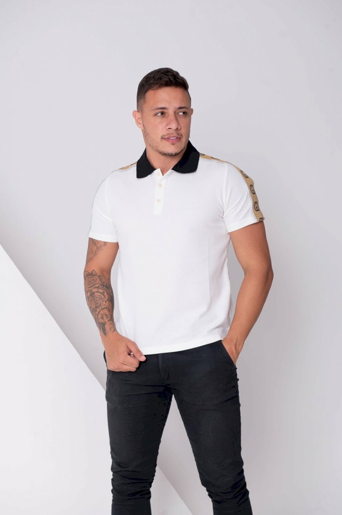 Camiseta Gola Polo Gucci Branca