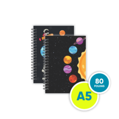 Caderno A5 pautado 80 folhas - Coleção Astronauta