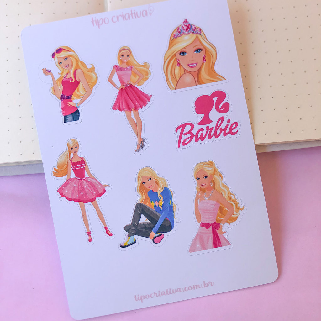 cartela de adesivo barbie