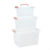 Set X3 Cajas Organizadoras Plasticas Transparentes de 6 L, 12 L, y 24 L con manijasy trabas.