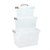 Set X3 Cajas Organizadoras Plasticas Transparentes de 6 L, 12 L, y 24 L con manijasy trabas. en internet