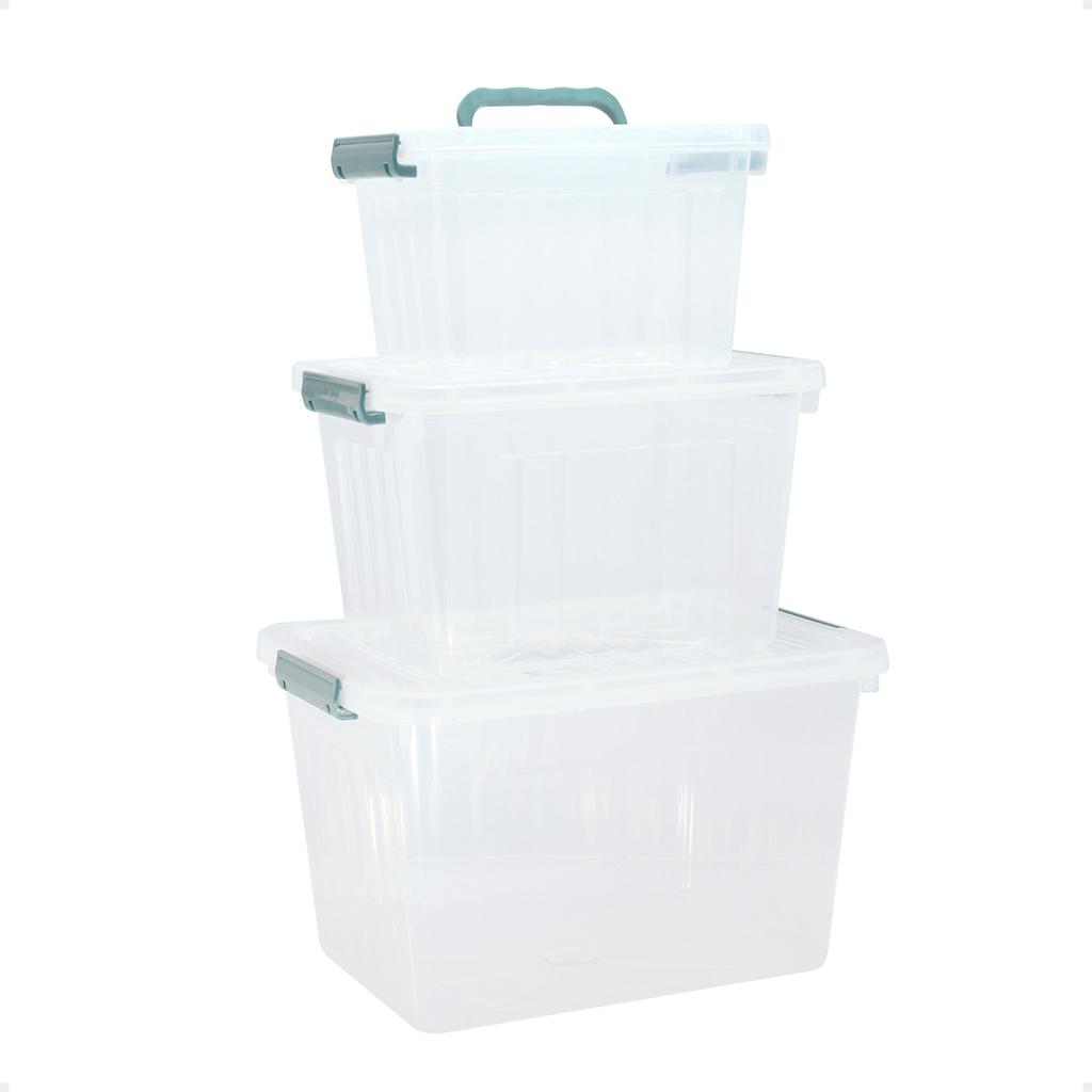 Set X3 Cajas Organizadoras Plasticas Transparentes de 6 L, 12 L, y