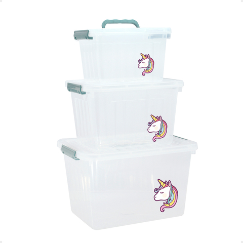 Caja Organizadora Plastica Transparente de 24 Litros Apilable con Trabas y  Manijas.