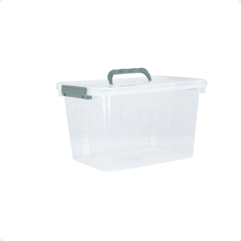 Set X3 Cajas Organizadoras Plasticas Transparentes de 6 L, 12 L, y 24 L con  manijasy trabas.