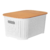 Caja Organizadora Simil Rattán Con Tapa de Madera 36x25x17 cm - comprar online