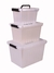 Imagen de Set X3 Cajas Organizadoras Plasticas Transparentes de 6 L, 12 L, y 24 L con manijasy trabas.