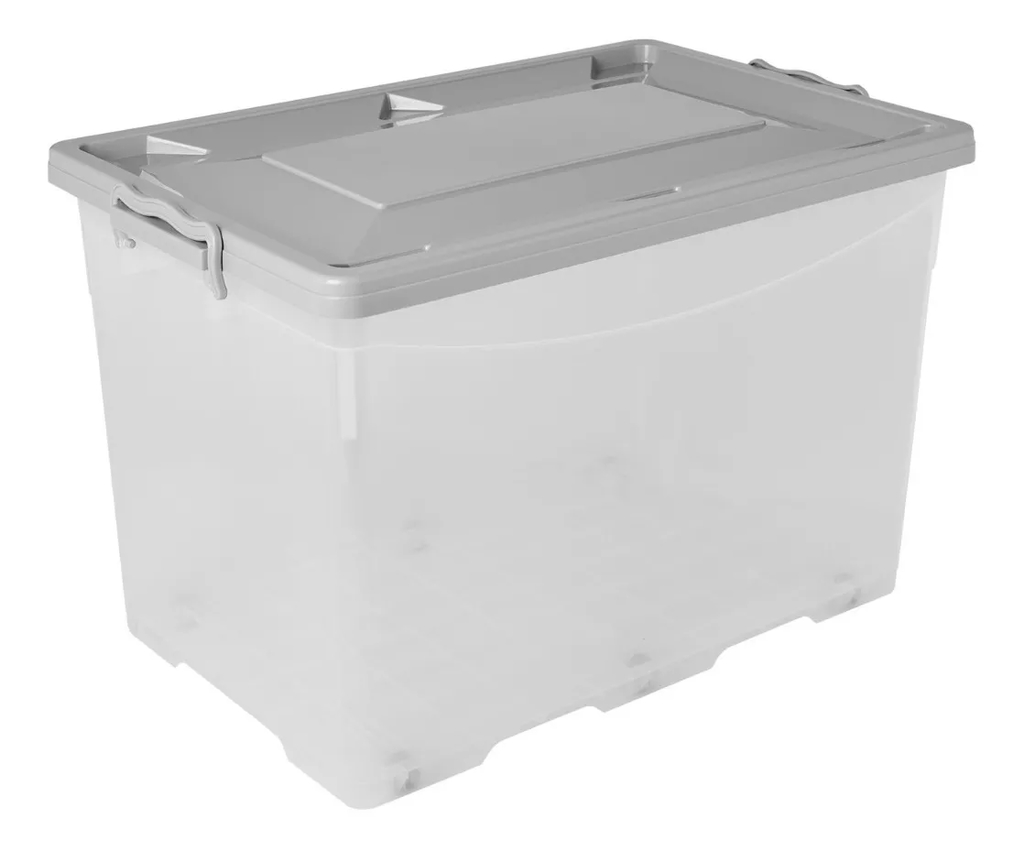Caja Organizadora Plastica Apilable 75 Lts Con Tapa Y Ruedas 62x40X40 cm