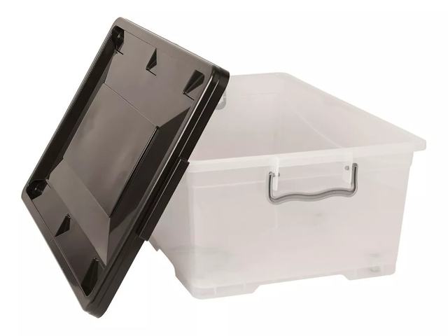 Caja Organizadora Plastica Apilable 75 Lts Con Tapa Y Ruedas
