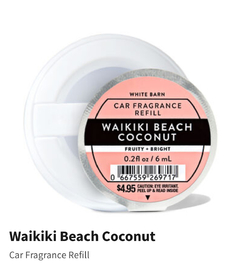 REFIL BATH & BODY WORKS AROMATIZADOR CARRO 6ML - WAIKIKI BEACH COCONUT