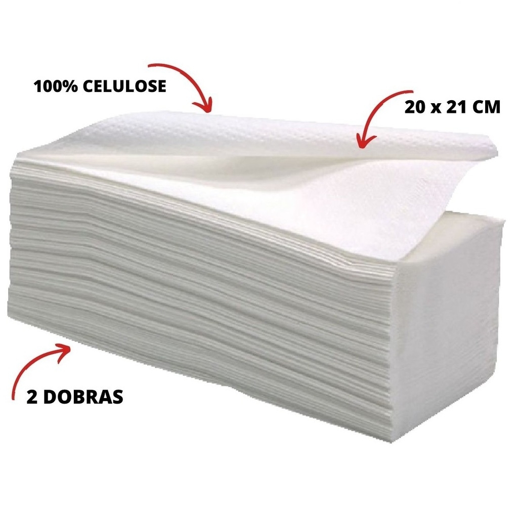 Papel Toalha Interfolha 100% Celulose Virgem 20x20cm com 1000 Folhas  Alveflor
