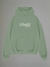 buzo hoodie oversize verde frisado con estampado serigrafia caballo whisper