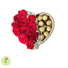 Coração de Rosas com Bombom Ferrero Rocher