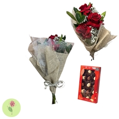 3 Rosas com chocolate Cacau Show