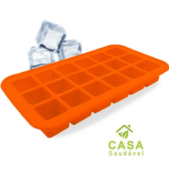 Mini Forma de Gelo Silicone 18 Cubos - Laranja