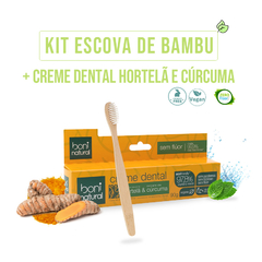 Kit creme denta Hortelã e Cúrcuma + Escova de Bambu Eco