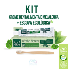 Kit creme denta Menta e Melaleuca + Escova de Bambu Eco