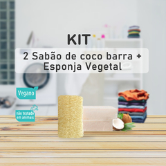 Kit 2 Sabão de coco em barra + Esponja vegetal - Zero waste